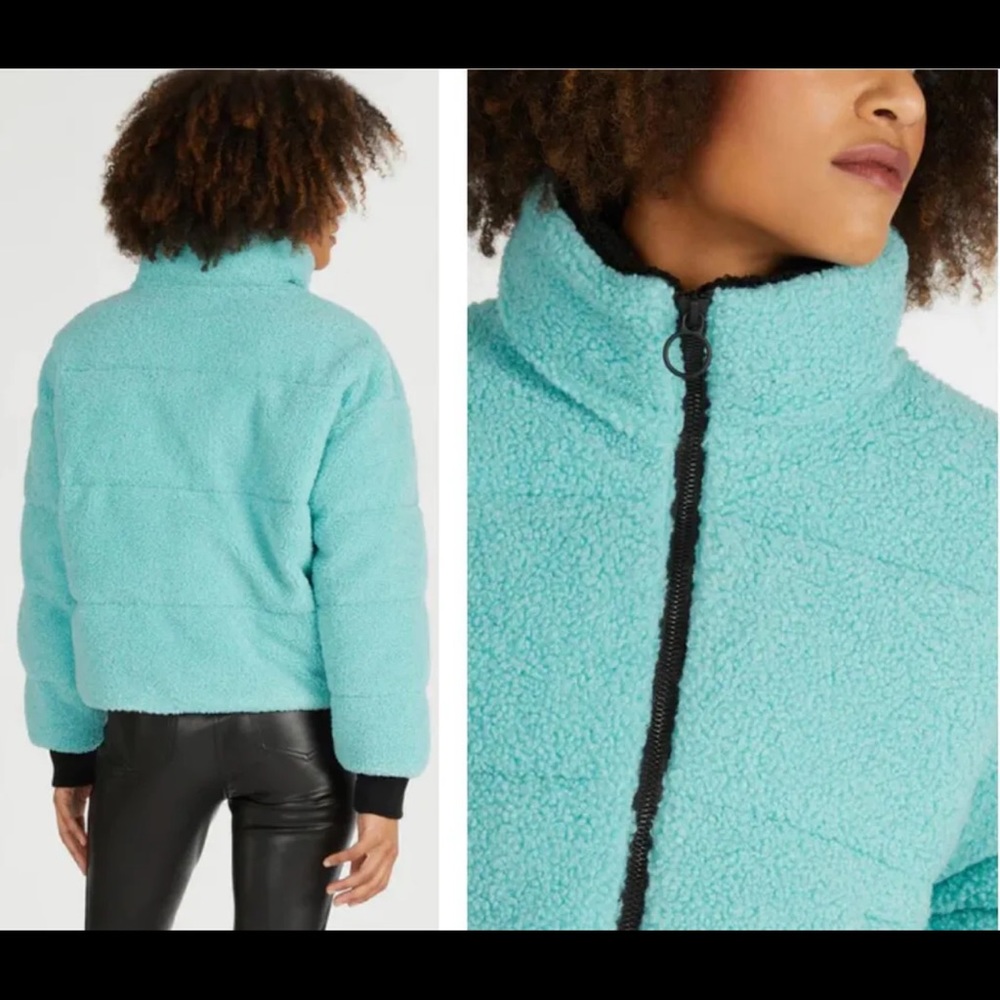 NVLT women coat jacket R4340NVL pockets sherpa blue tiffany vegan Size L…